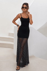 Polka Dot Off Shoulder Backless Bodycon Slip Dress