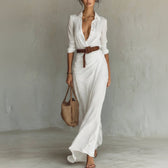 Collared Long Sleeve Wrap Maxi Two Piece Set 5