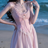 Lace Bustier Spaghetti Strap Tulle Maxi Dress 4