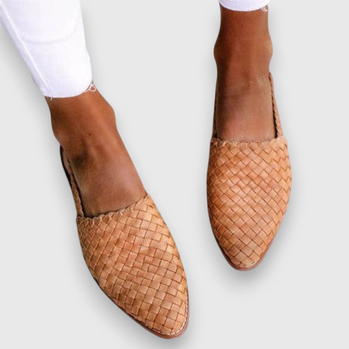 Woven Pointed Toe Slingback Flats