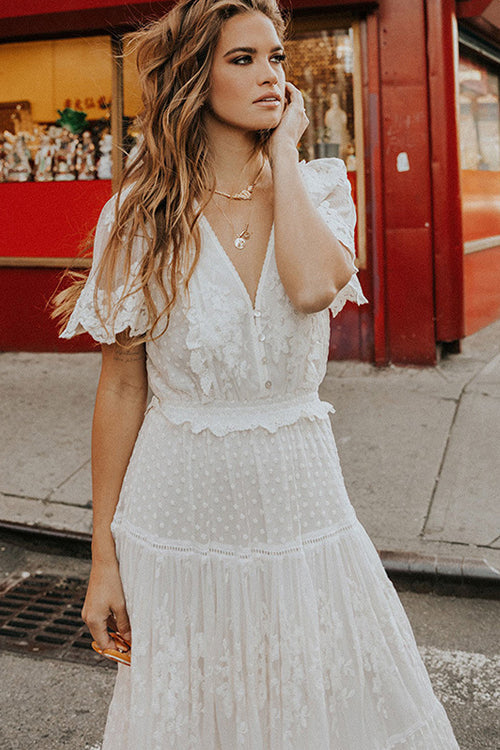 Awaken My Love Lace Short Sleeve Maxi Dress - View 4