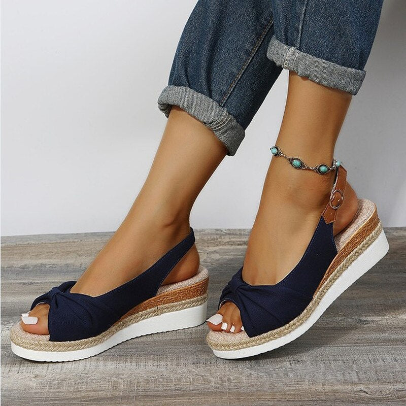 Peep Toe Slingback Espadrille Wedge Sandals