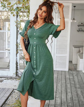 A-Line Dress - Solid Color M / Blue