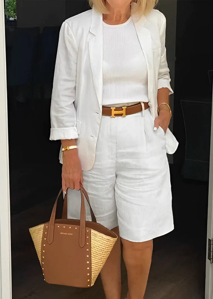 Long Sleeve Blazer and Tailored Bermuda Shorts Two Piece Set