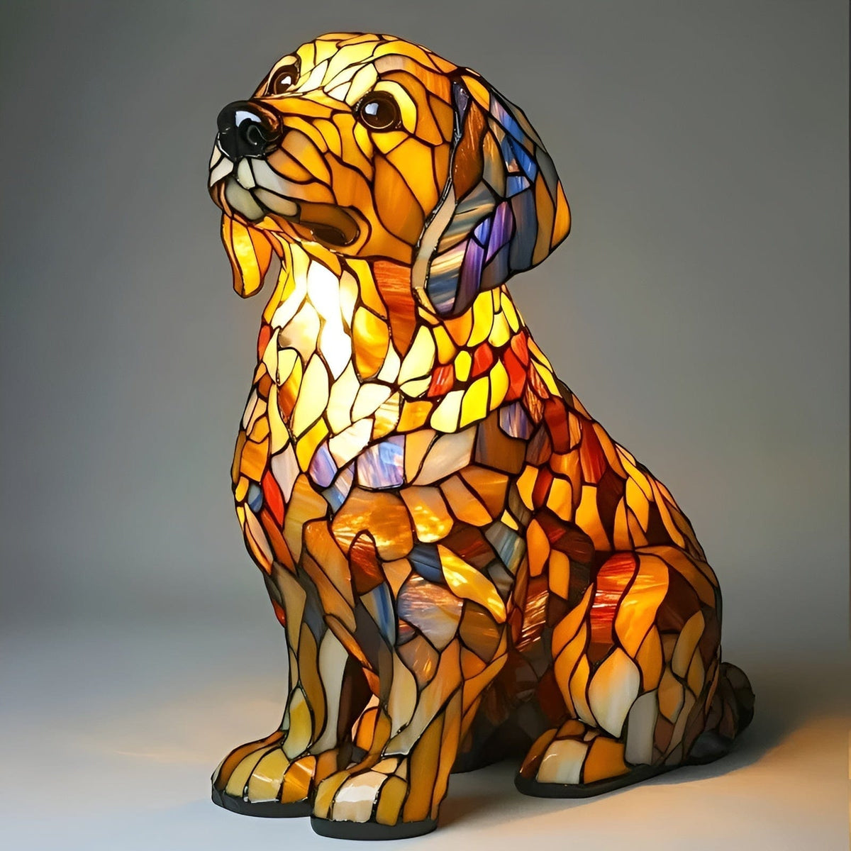 Stained Glass Golden Retriever Dog Table Lamp