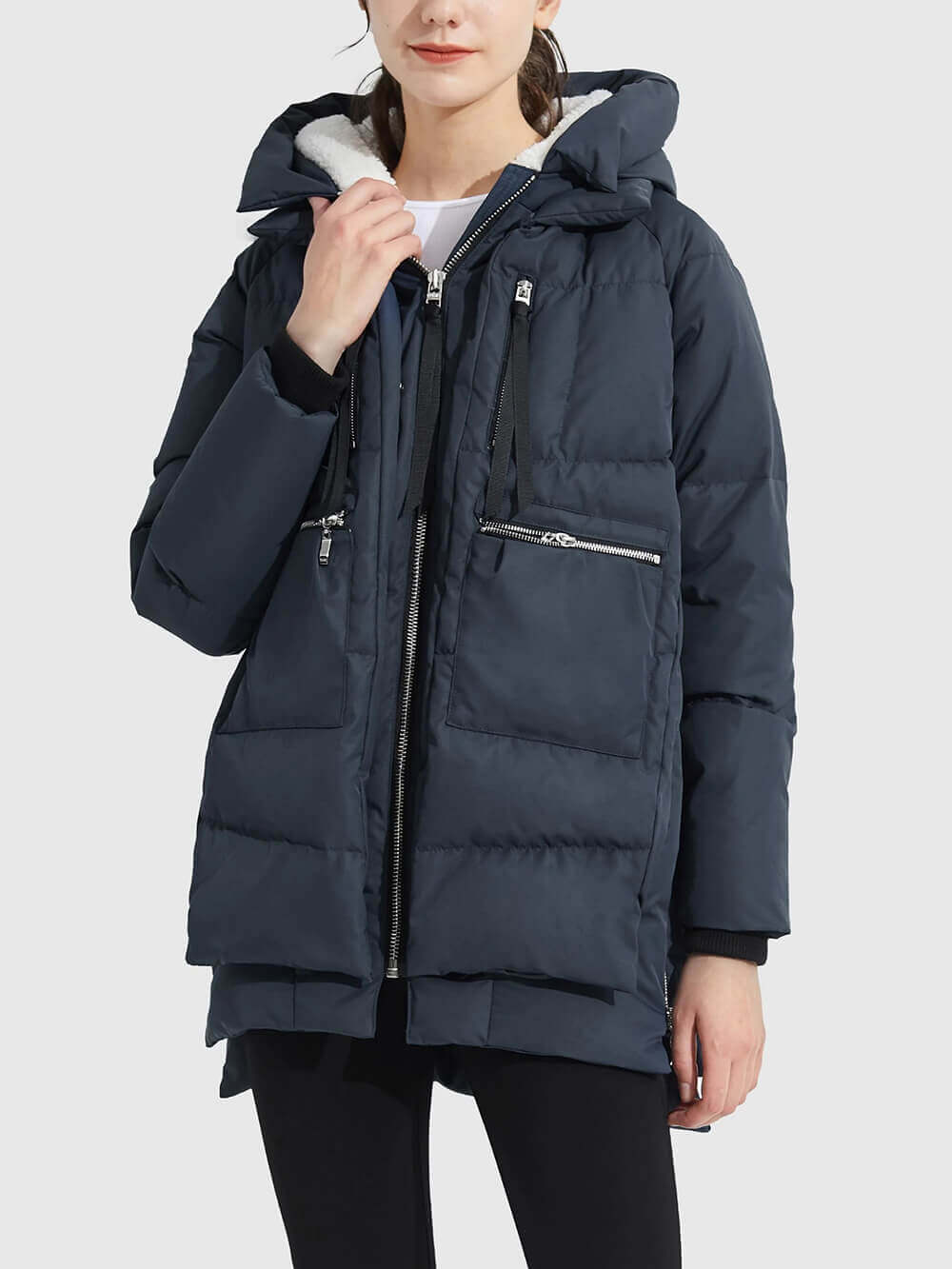 Hooded Zip Front Quilted Longline Puffer Jacket
