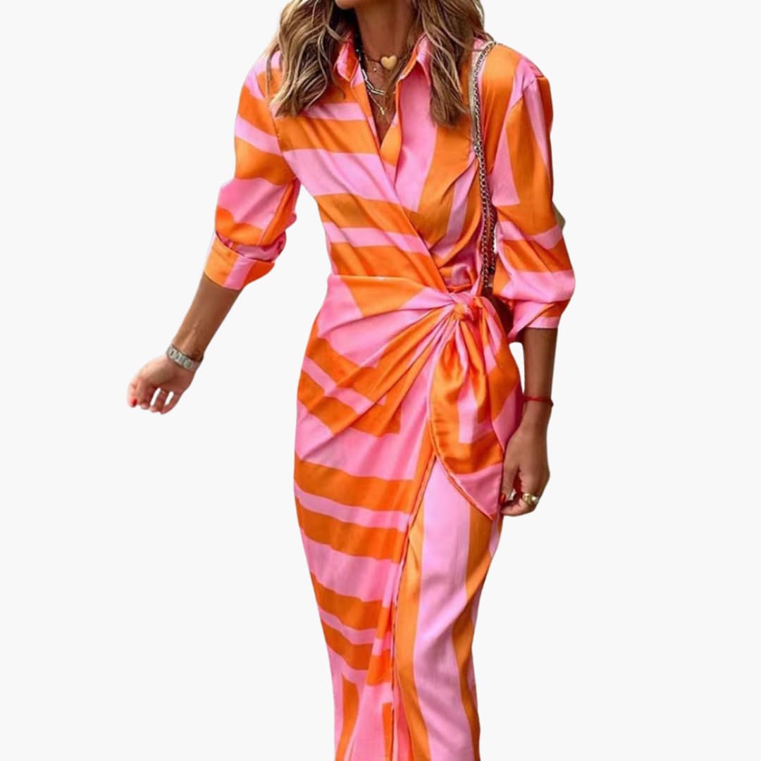 Leah | Printed Wrap Dress Orange