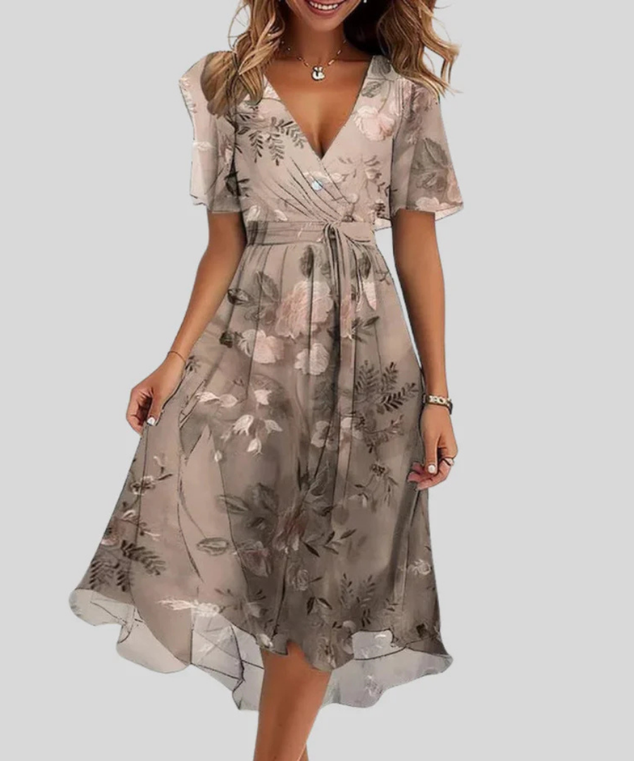 Ramona™ | Elegant Floral Wrap Midi Dress