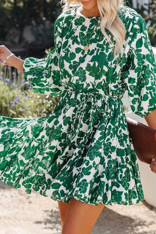 Blooming Darlin' Printed Mini Dress Green