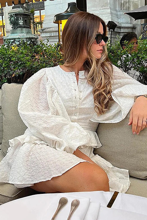 It's Another Day Crochet Lace Long Sleeve Mini Dress - View 2