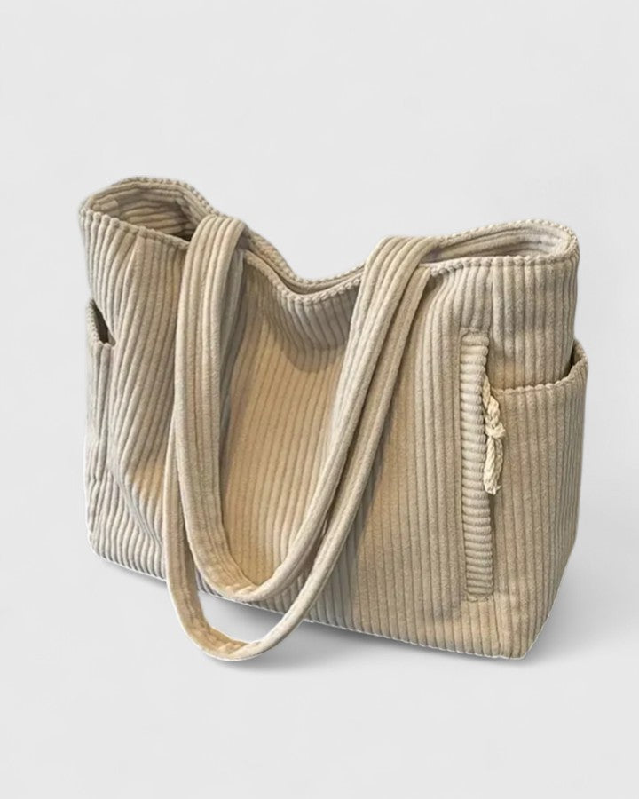 Corduroy Side Pocket Tote Bag