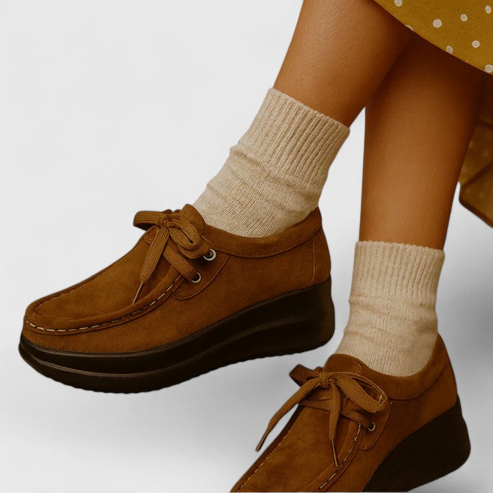 Lace Up Suede Look Platform Moccasin Sneakers