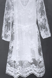 Lace Embroidered Tie-waist Midi Dress - View 3
