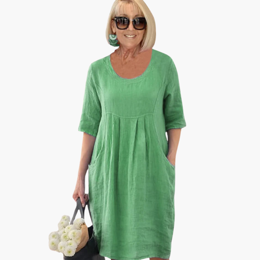 Audrey | Casual Pocket Tunic Dress Green