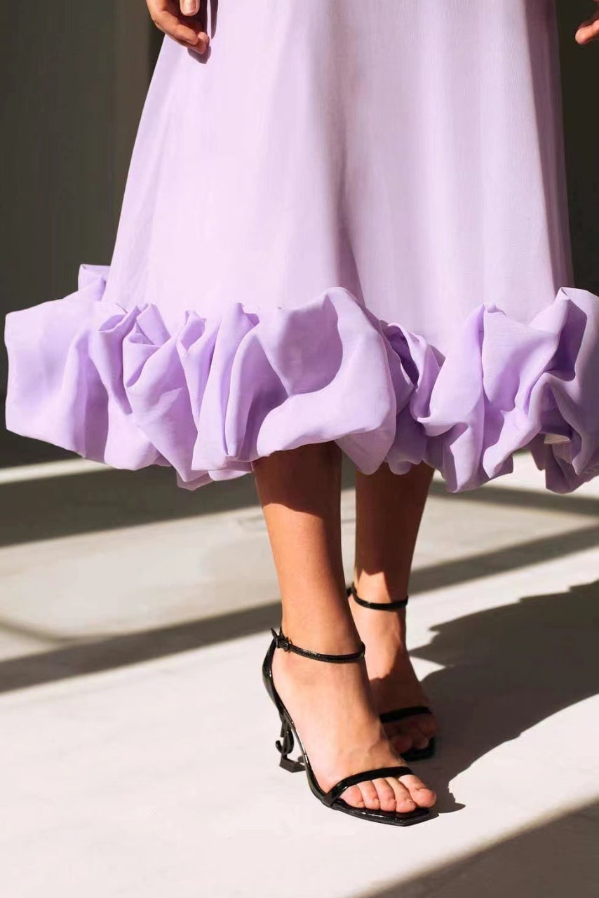 Spaghetti Strap Pleated Ruffle Maxi Dress 9
