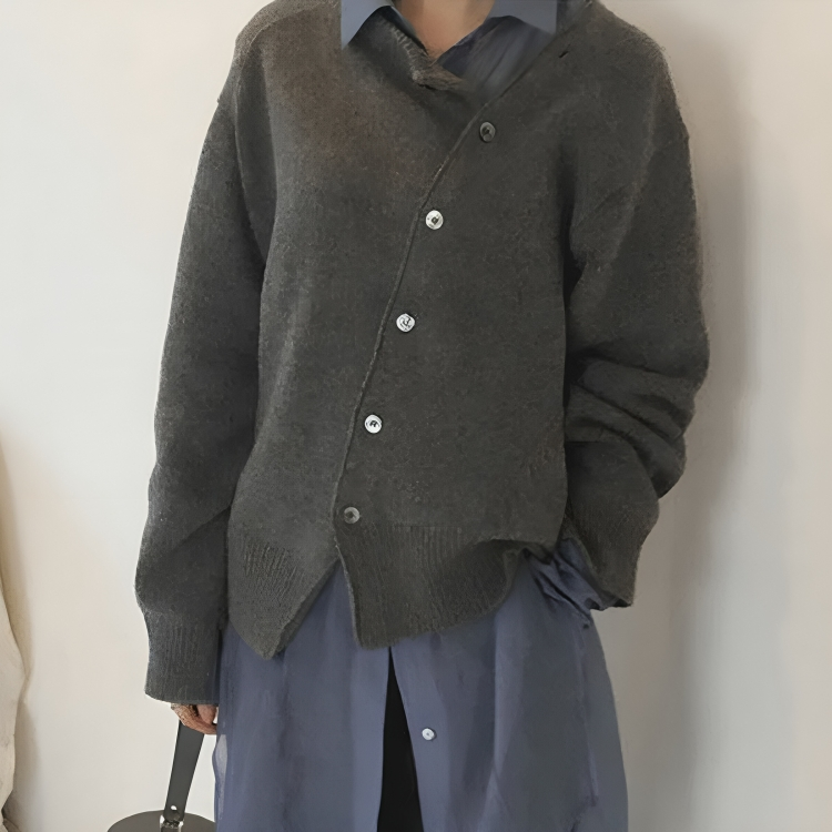 Button Front Drop Shoulder Oversized Knit Cardigan