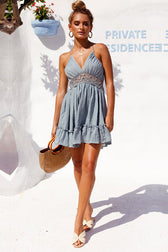 Lace Backless Petal Mini Dress - View 4