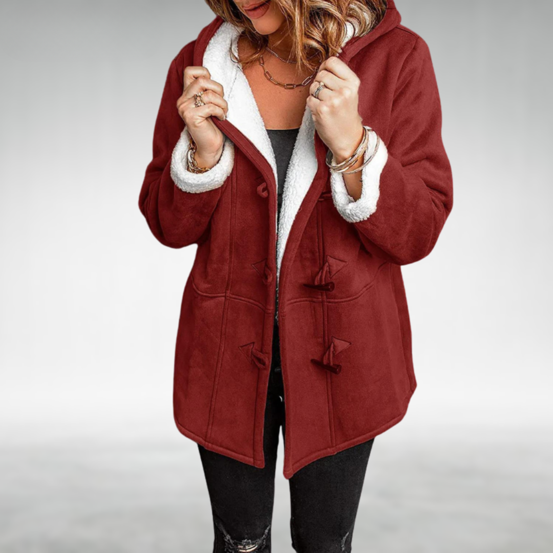 Hooded Sherpa Lined Toggle Faux Suede Jacket