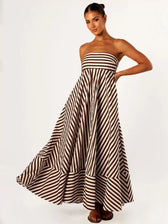 Strapless Striped A-Line Maxi Dress 5