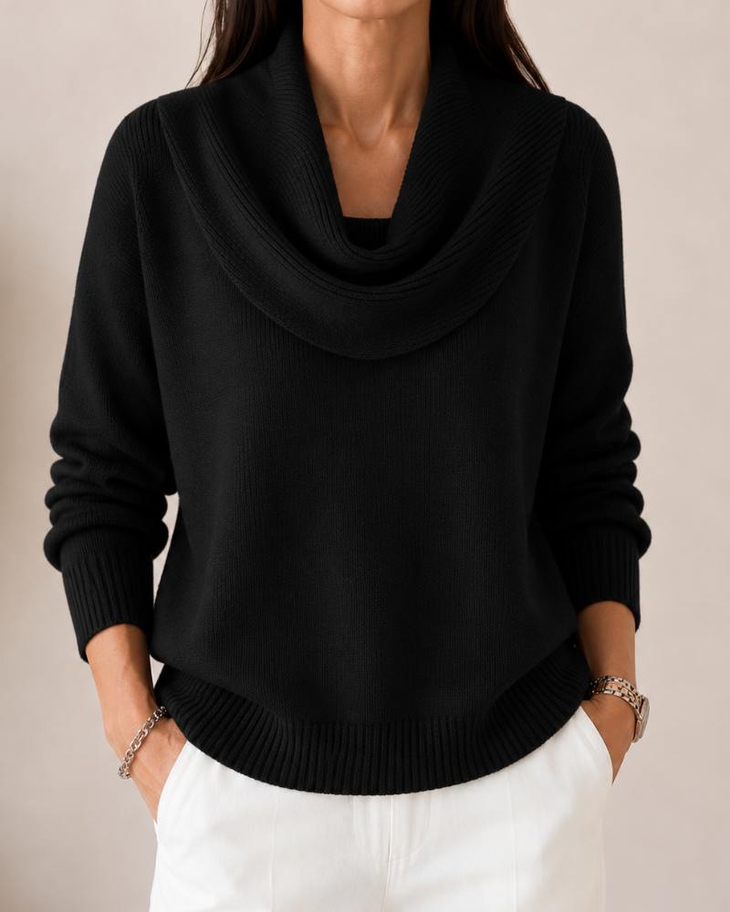 Cowl Neck Long Sleeve Knit Sweater