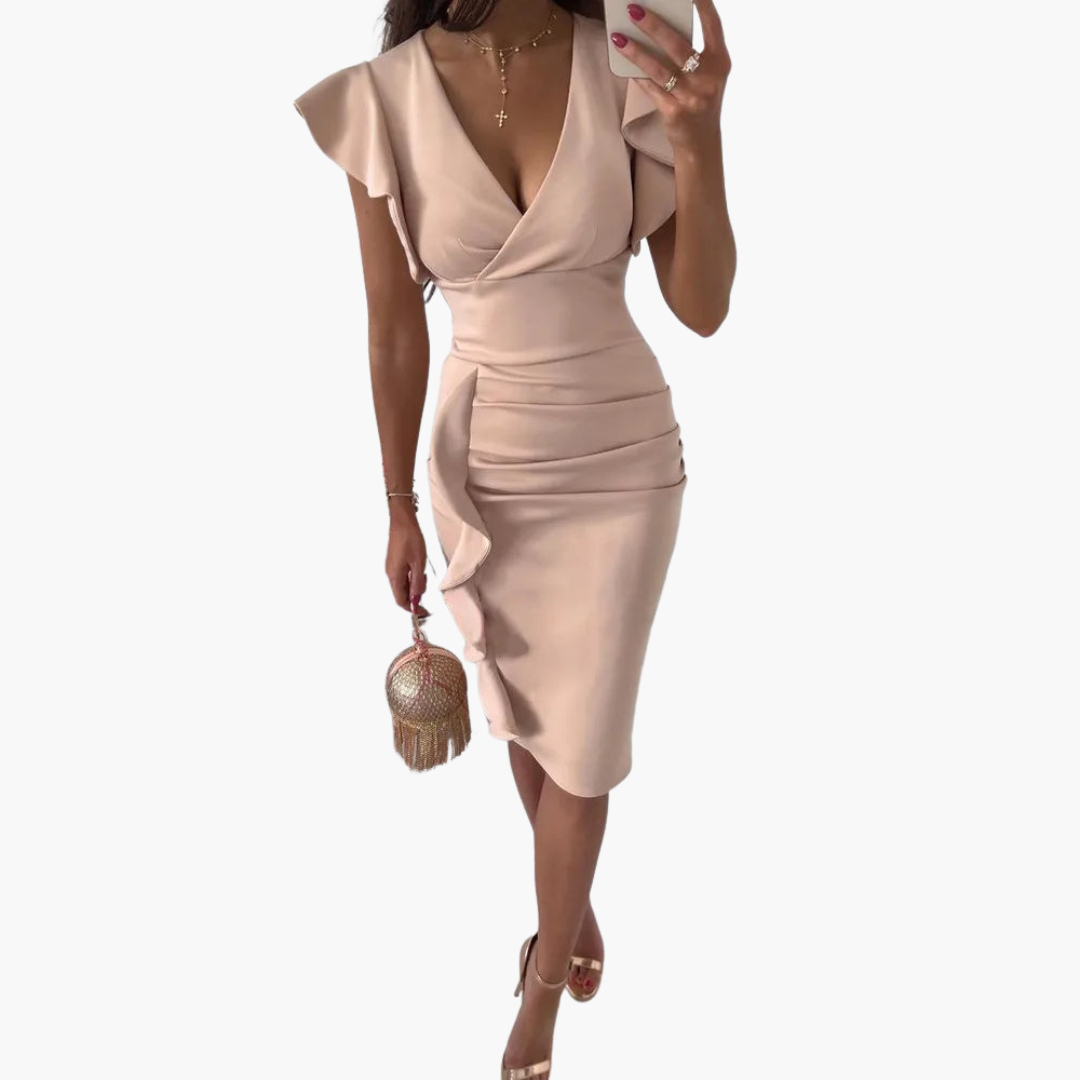 Megan | Elegant Bodycon Dress Beige