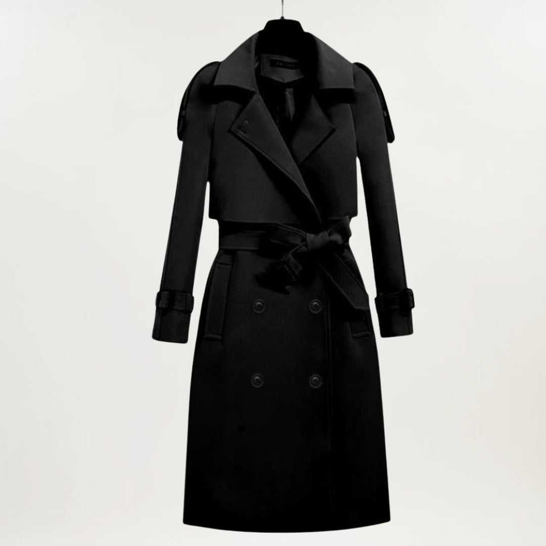 Double Breasted Belted Longline Trench Coat