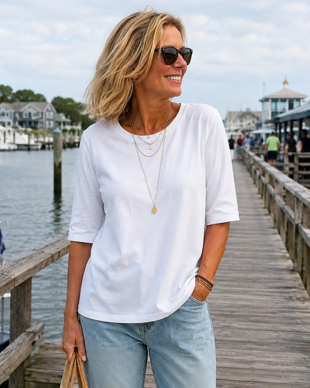 Round Neck Half Sleeve Drop Shoulder Tee