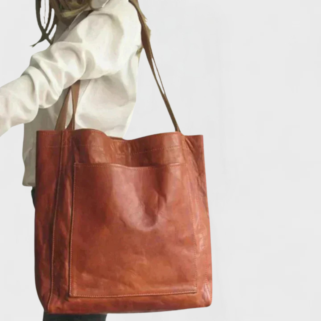 Slouchy Double Handle Faux Leather Tote Bag