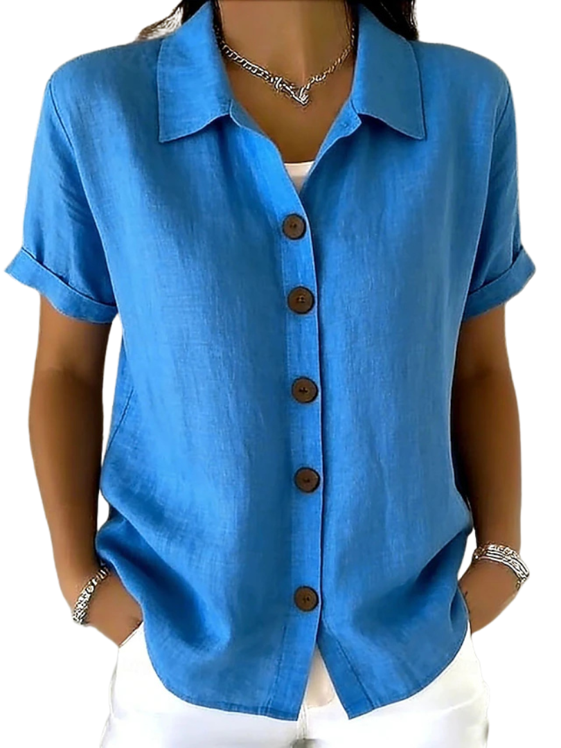 Collared Short Sleeve Button Front Shirt