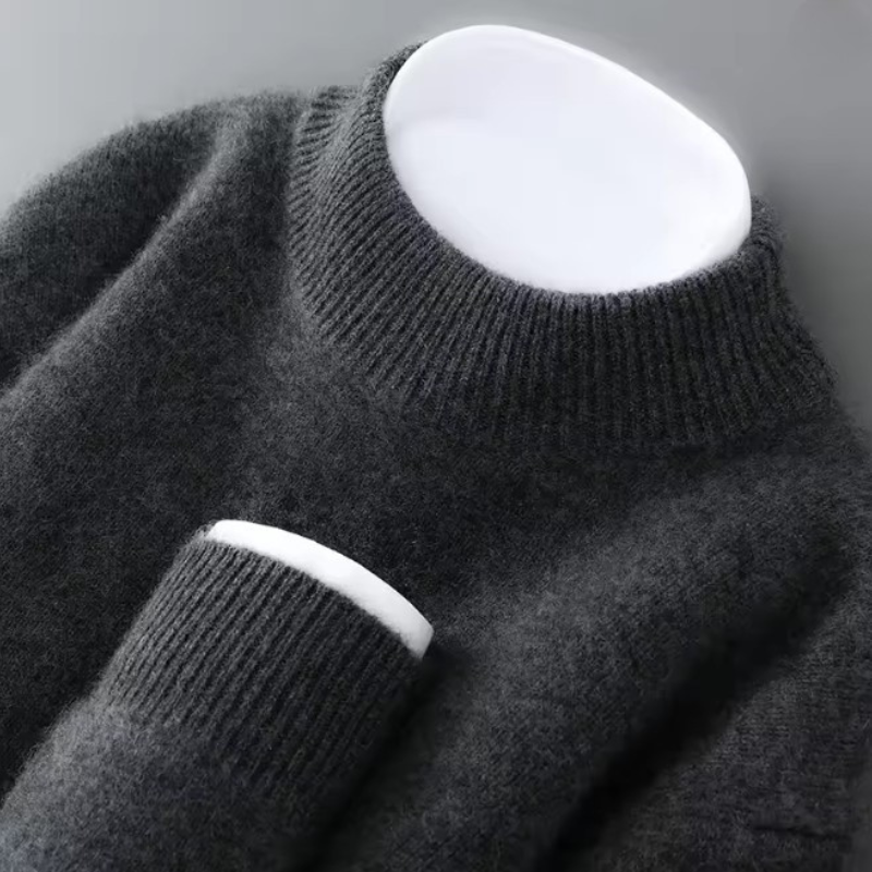 Mock Neck Long Sleeve Ribbed Trim Knit Sweater