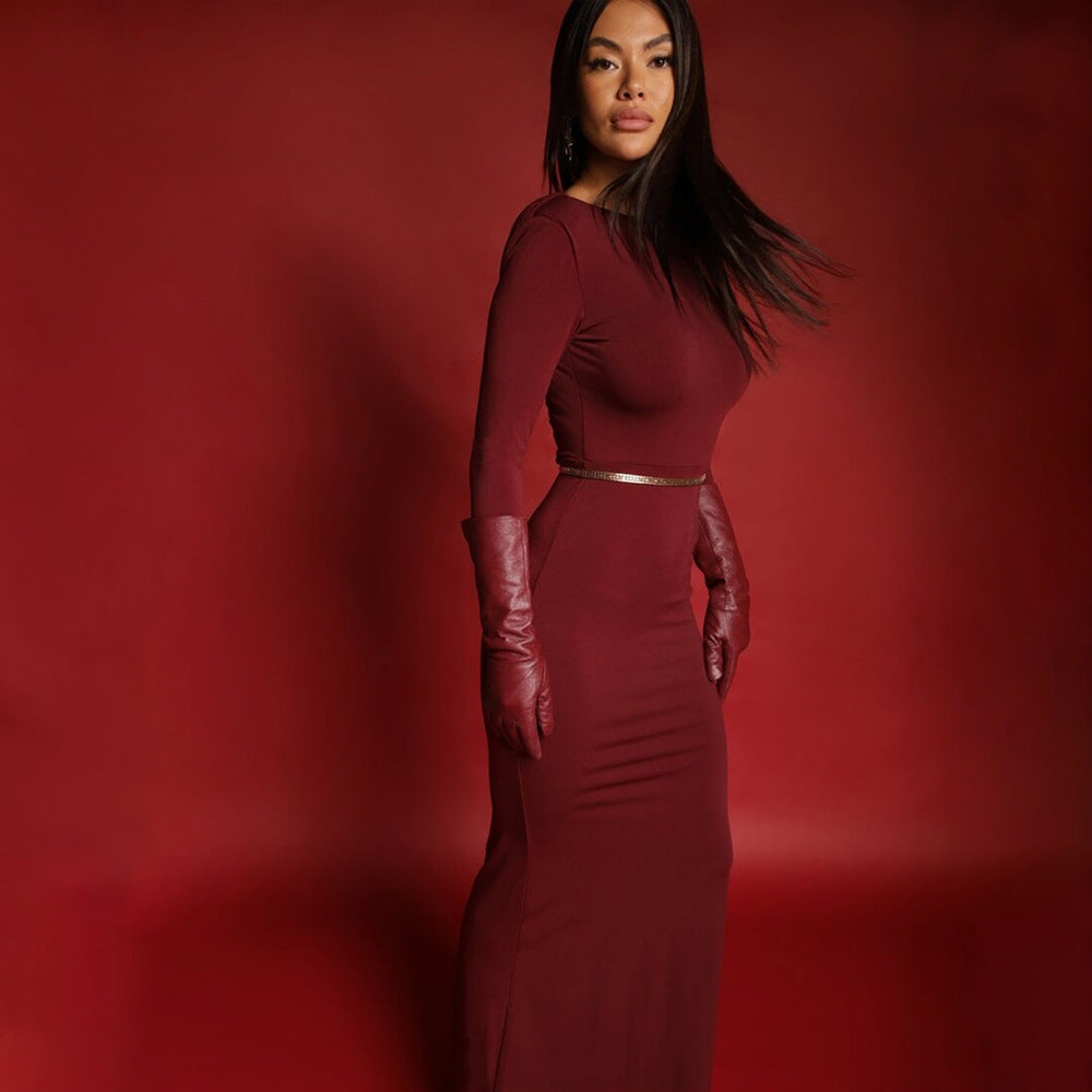 Billowing Maxi Dress - Maroon