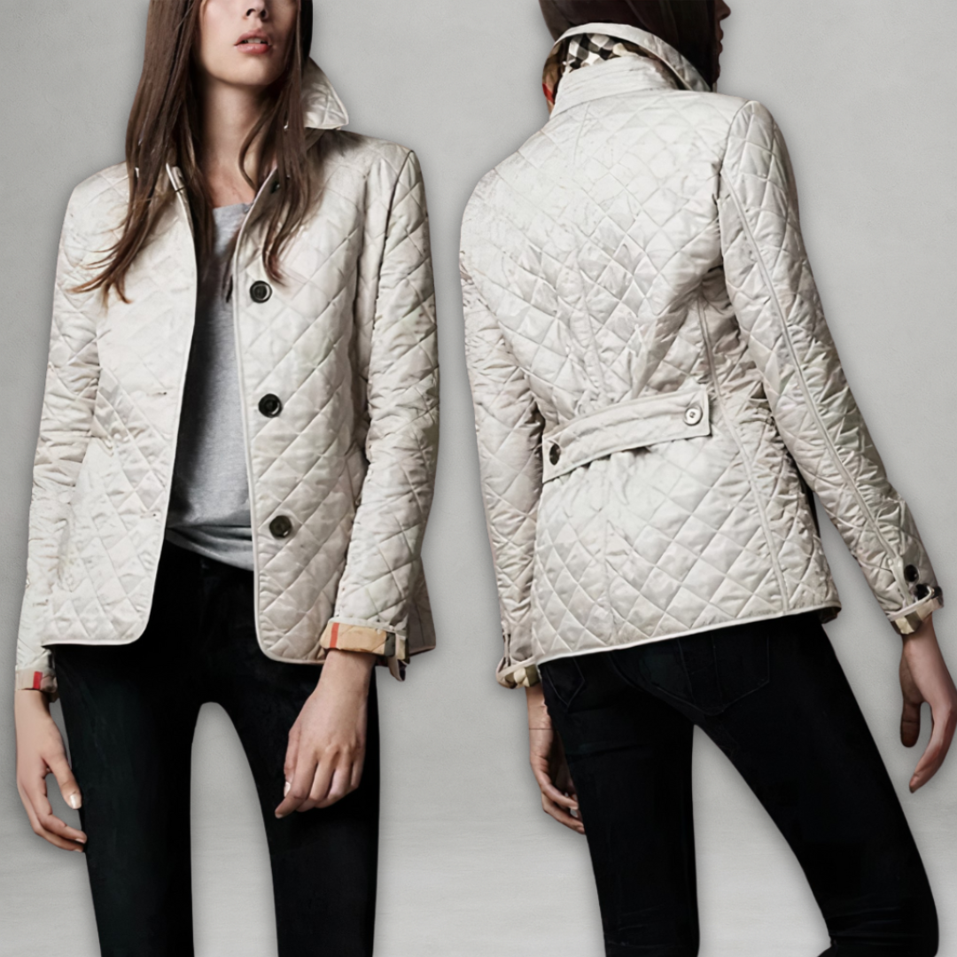 Diamond Quilted Button Front Collared Jacket