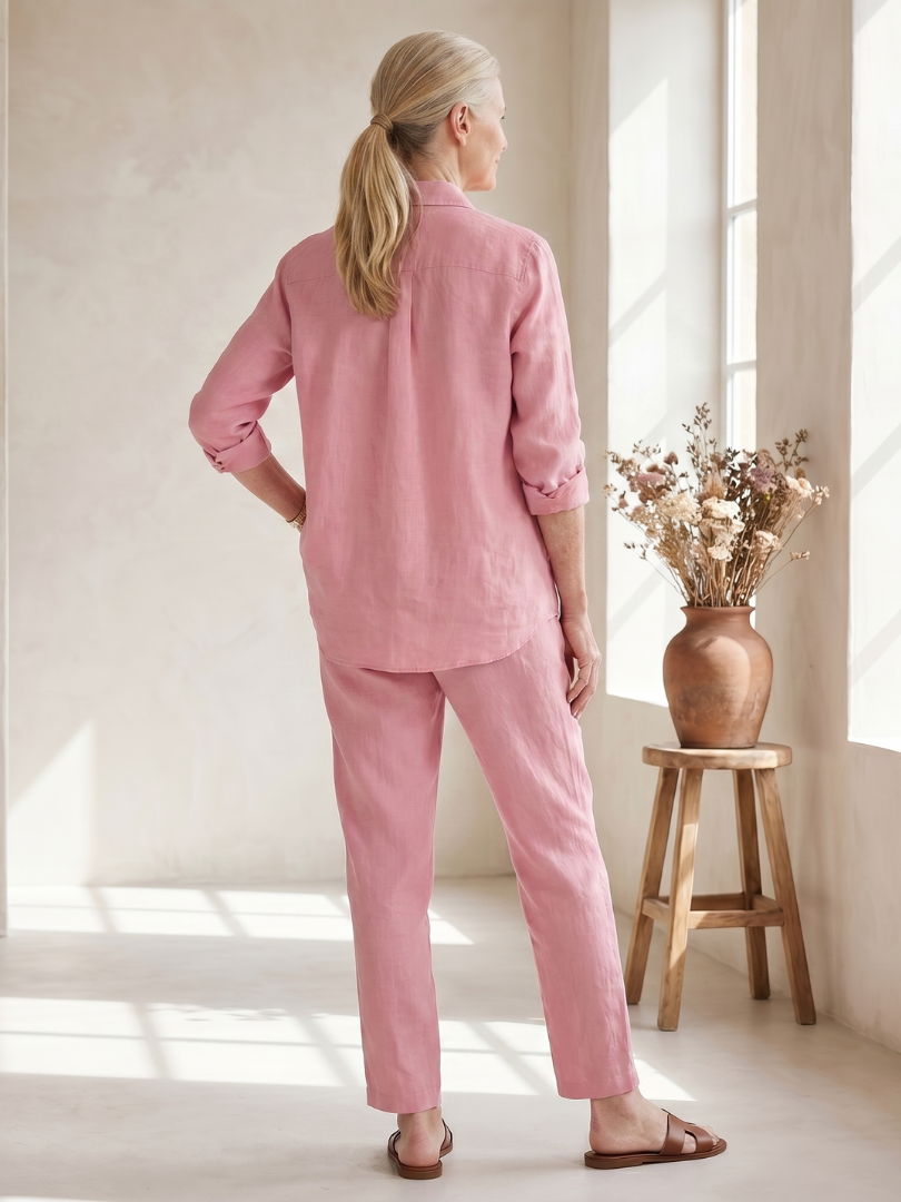 Long Sleeve Shirt and Tapered Pants Two Piece Set