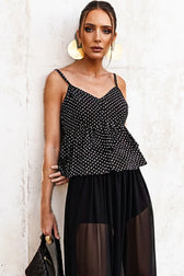Polka Dot Peplum Cami Top