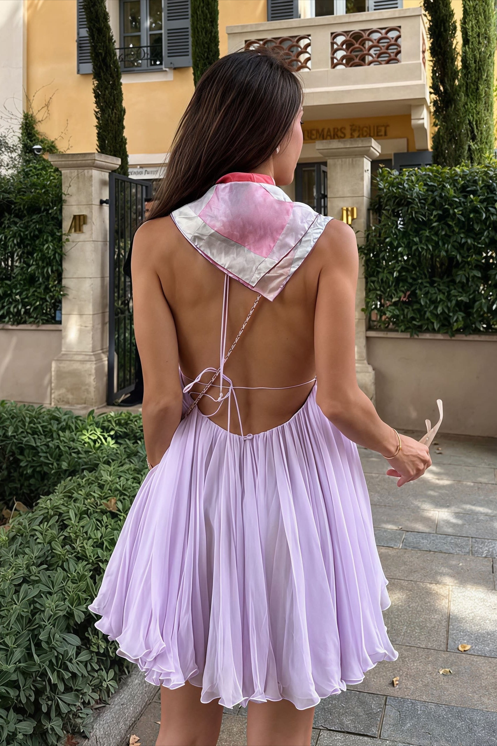 Sexy V-neck Lace-up Backless Spaghetti Strap A-line Mini Dress - View 4