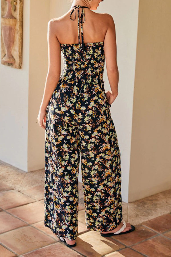 Printed Backless Bandeau Jumpsuit
