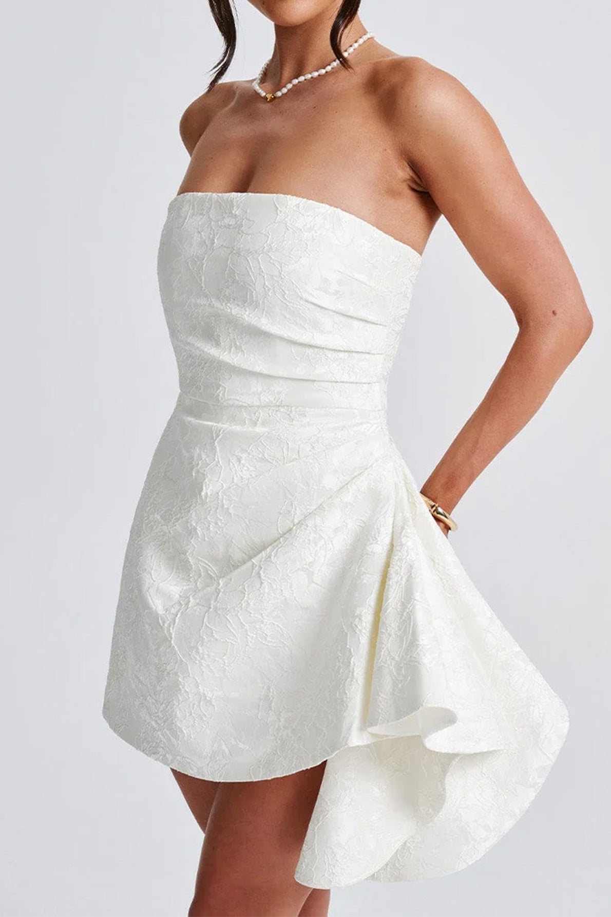 Strapless Jacquard Mini Party Dress