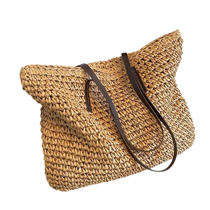 Woven Straw Beach Tote Bag