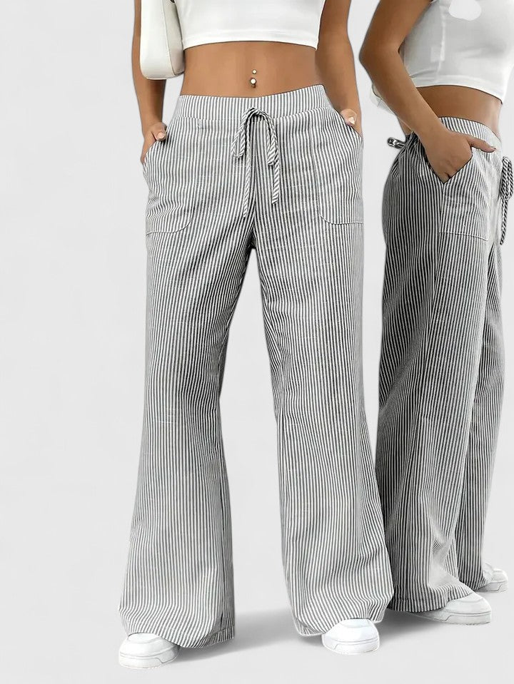 High Waist Striped Wide Leg Pants
