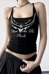 Chain Print Backless Halter Cami Top