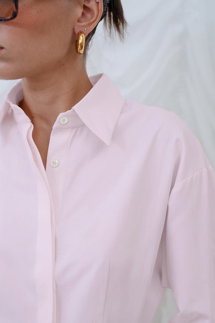 Collared Darted Waist Hidden Placket Wide Cuff Long Sleeve Shirt 4