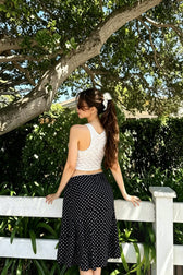 Contrast Polka Dot Fishtail Skirt