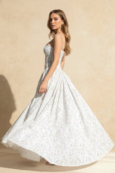 Chiffon Pleated Floral Off Shoulder Maxi Dress 5