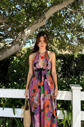 Bayside Floral Print V Neck Cami Chic Boho Dress