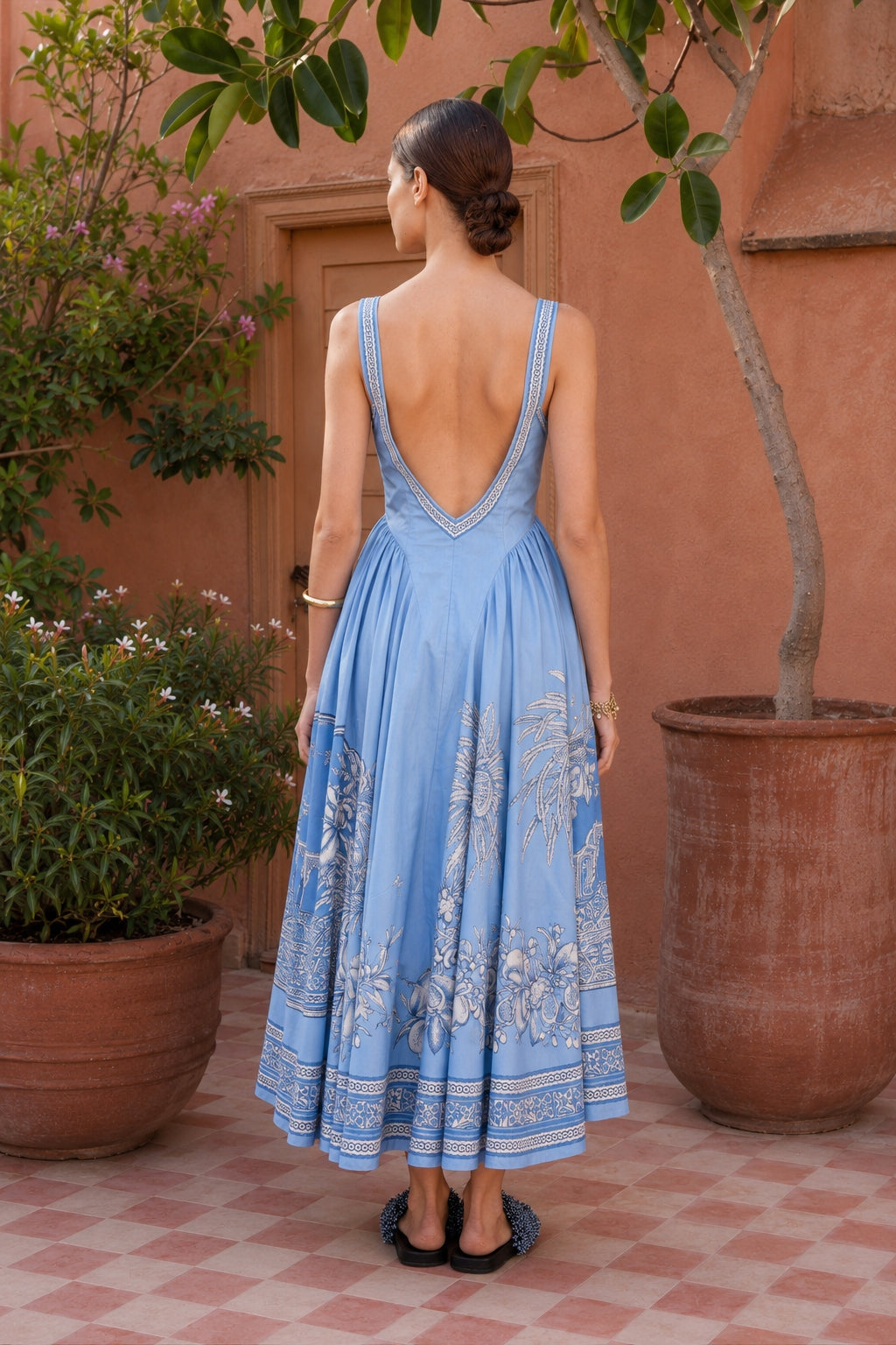 Printed Linen Relaxed Slip Dress