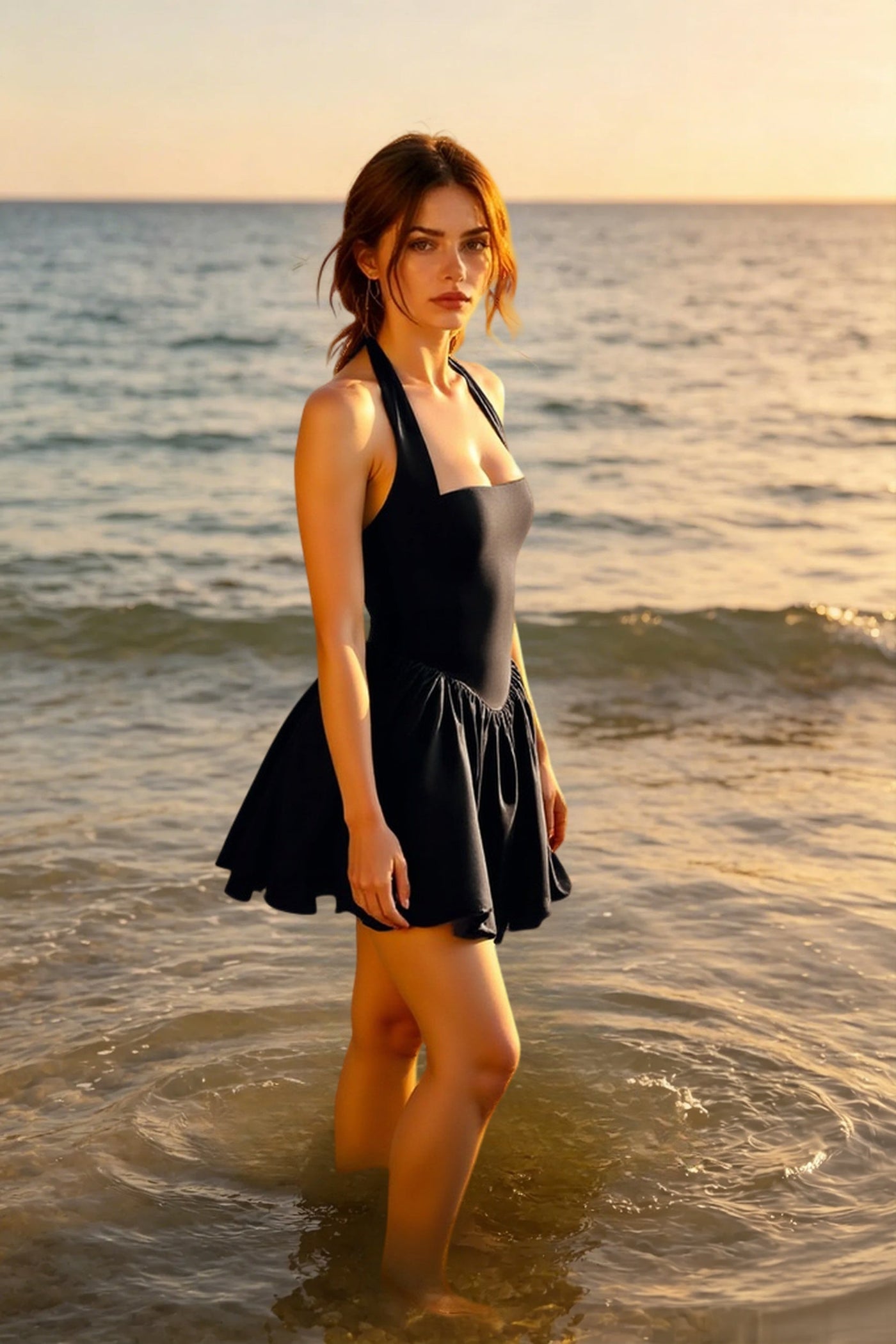 Halter Bow Puff Birthday Dress