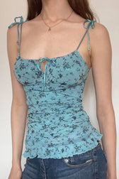 Floral Cutout Tie Cami Top
