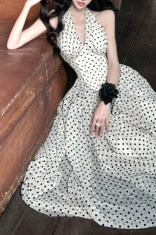 VNeck Edition Polka Dot Maxi Dress