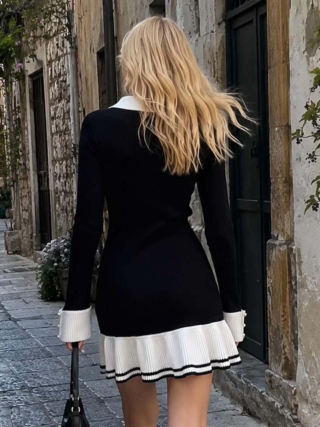 Long Sleeve Ruffle Sweater Dress