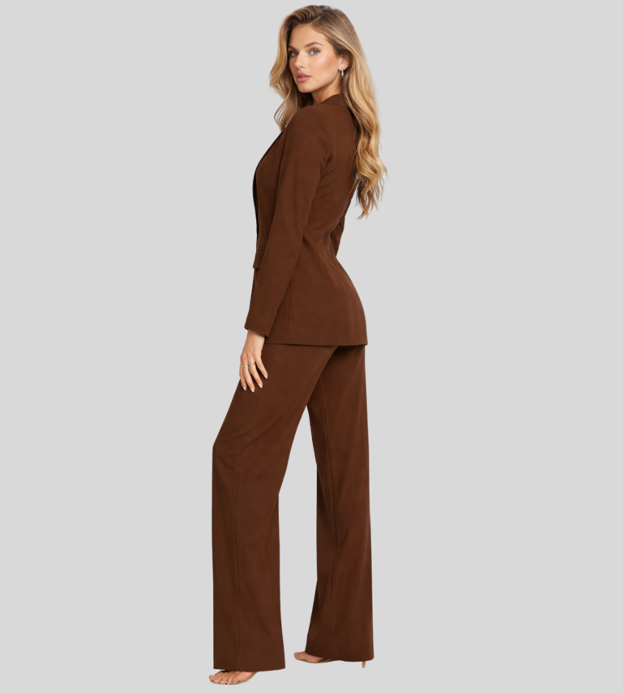Women's Business Blazer & Wide Leg Pants Suit Set